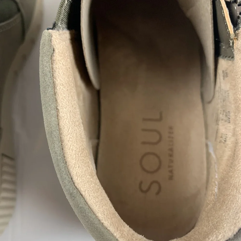SOUL Naturalizer Turner-Mid Comfort Booties Women 8 Dark Olive Faux Leather 7834